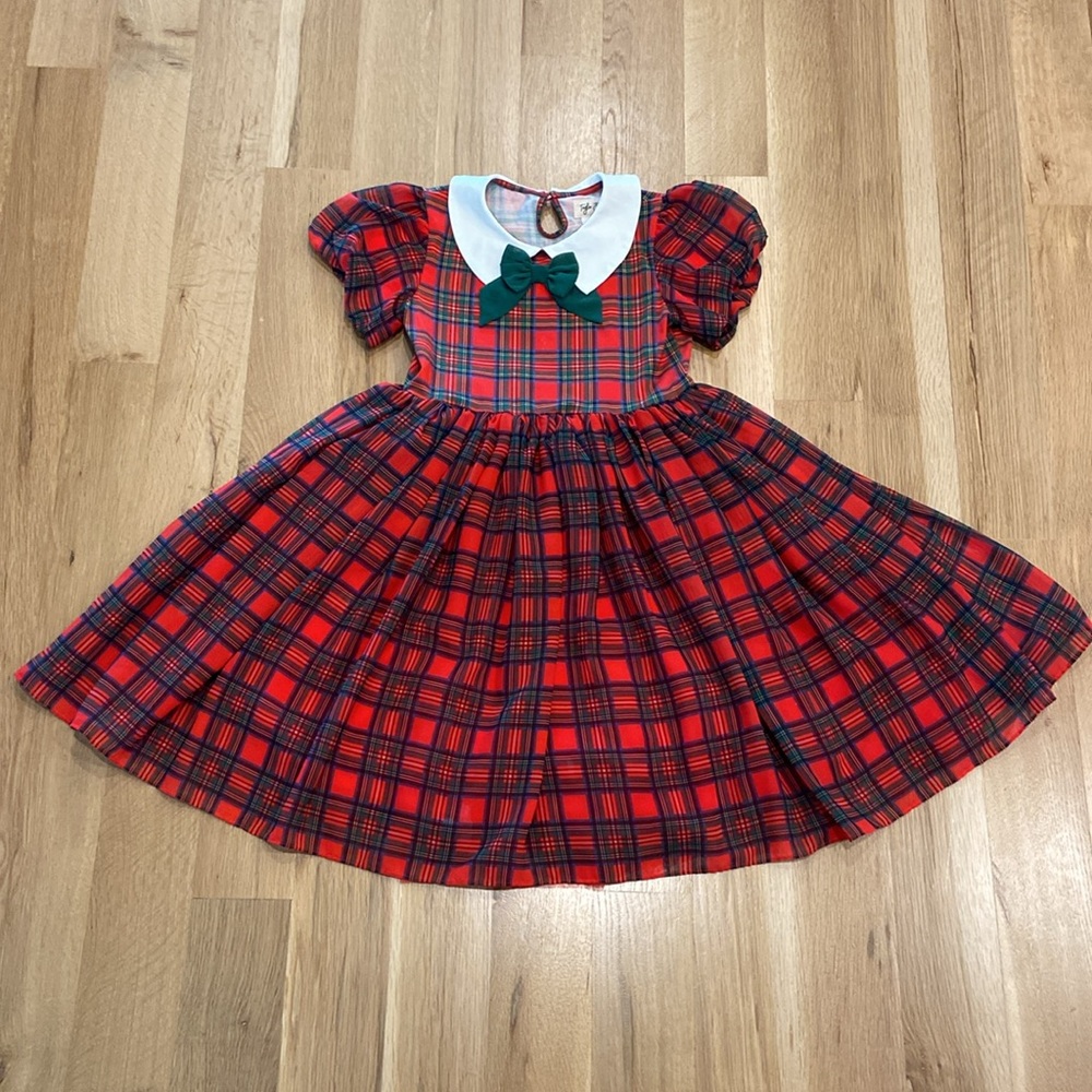 Taylor Joelle Red and Green Plaid Dress